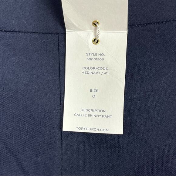 NWT Tory Burch Navy Blue Callie Skinny Pant Size 0 Slim Fit NEW - Picture 4 of 9